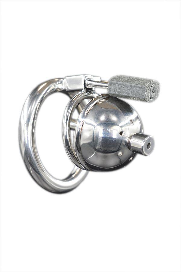 Steel Mini Chastity Cage with Plug