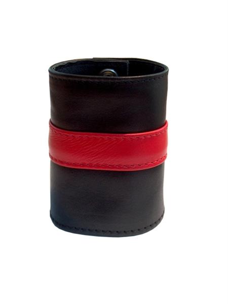 Mister B Leather Wrist Wallet Zip Red Stripe