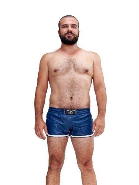 Mister B Leather Circuit Sport Shorts - Blue White