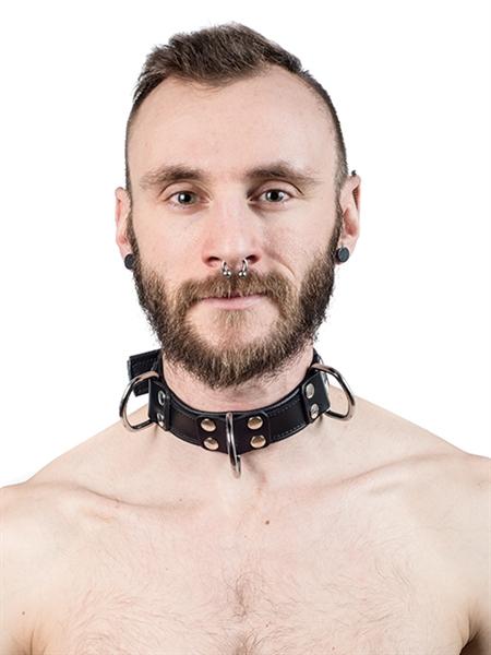 Mister B Leather Slave Collar 4 D-Rings Black