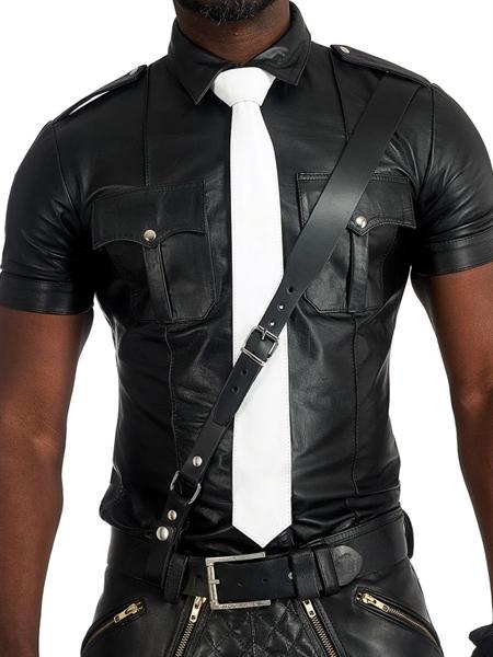Mister B Leather Tie Stitched - White