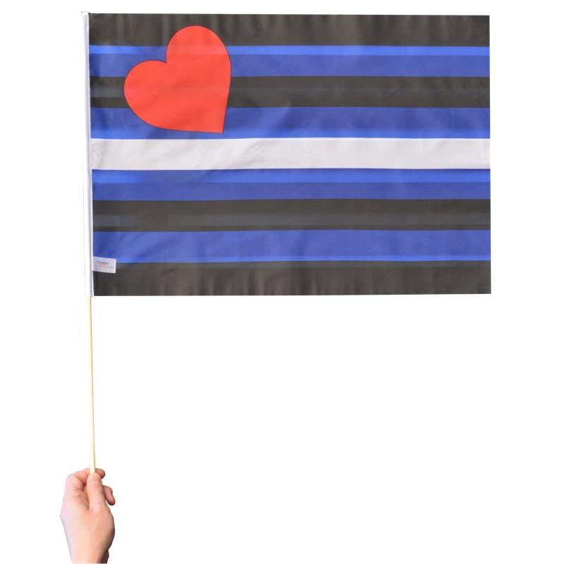 Leather flag on a stick medium size