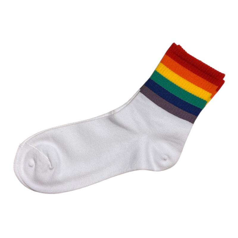 Socks with wide pride stripes - White