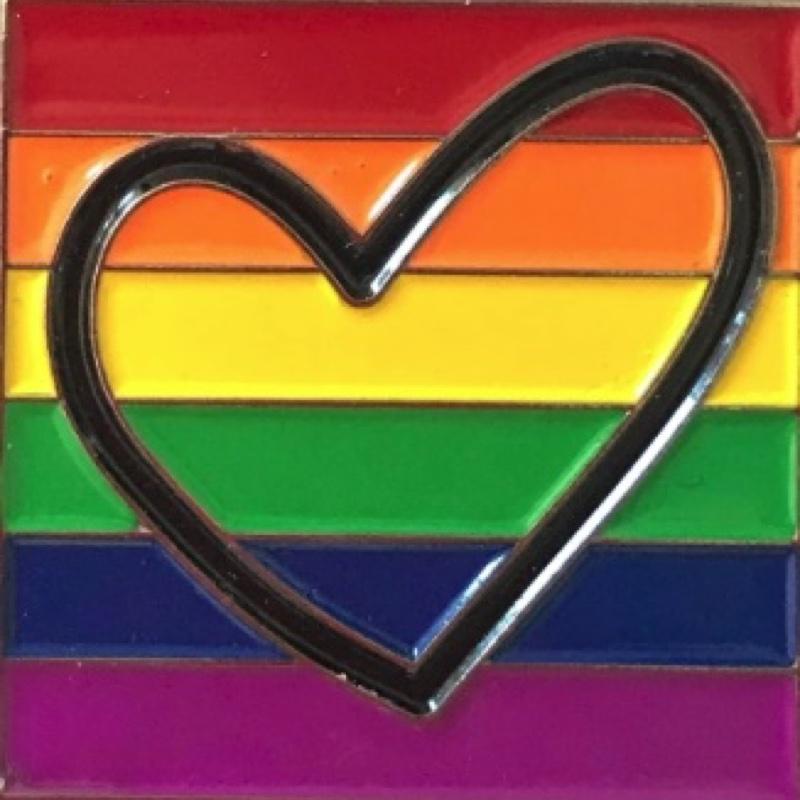 Pins with Pride flag and Engraved Heart