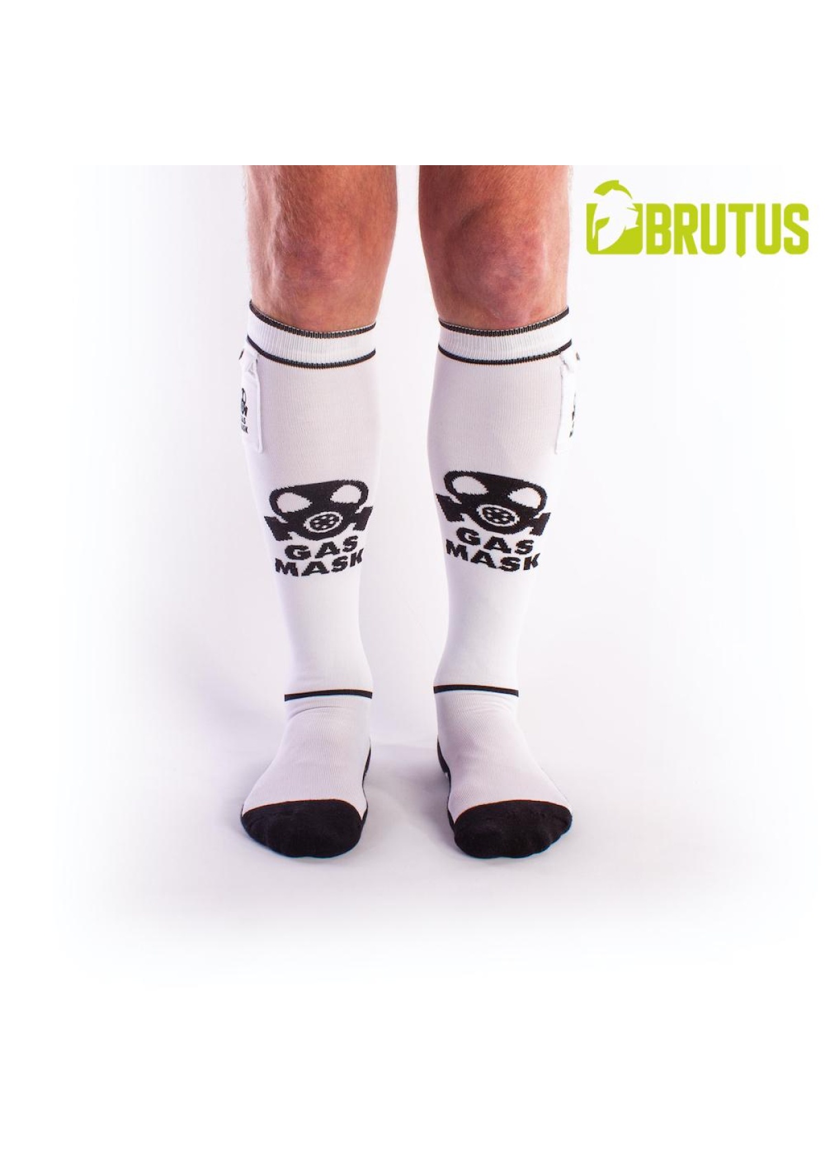 BRUTUS GAS MASK Party Socks w. Pockets White / Black