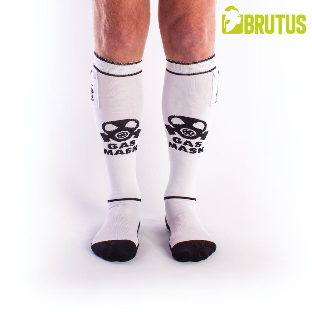 BRUTUS GAS MASK Party Socks w. Pockets White / Black